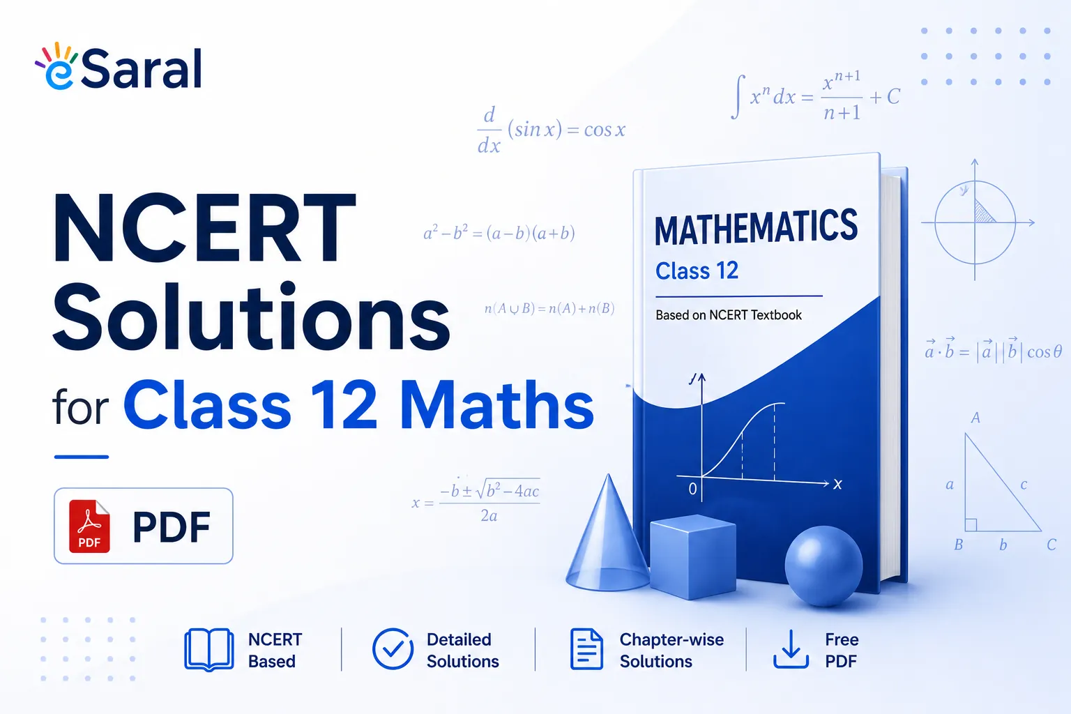 NCERT Solutions for Class 12 Maths PDF - All Chapters - Free PDF Download